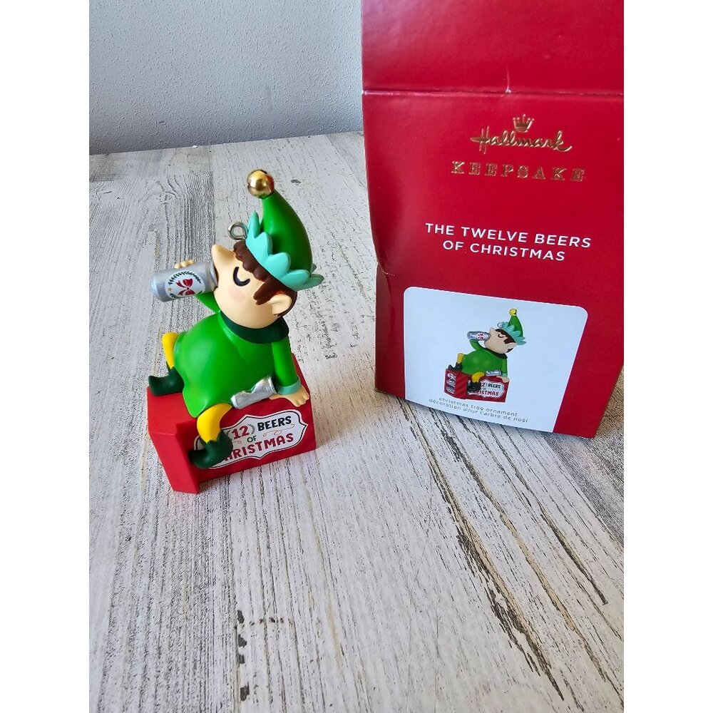 Hallmark 2021 12 beers Xmas elf ornaments new